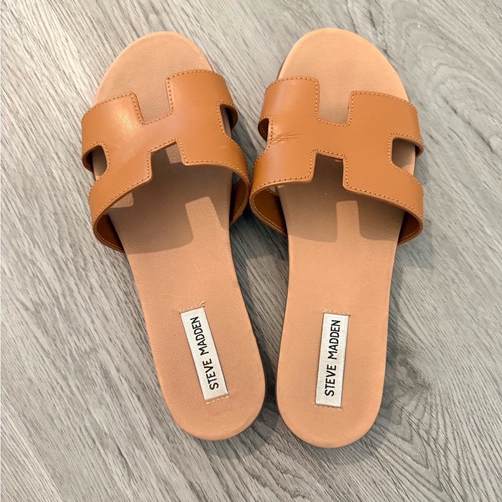 Steve Madden Brown Slide Sandals